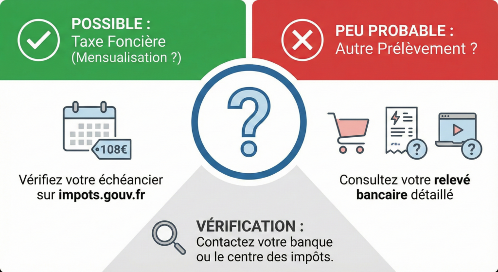 Prélèvement bancaire 108 euros la somme correspond-elle à la taxe foncière ?